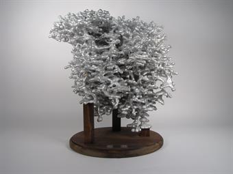 The front of the aluminum ant colony casting display.