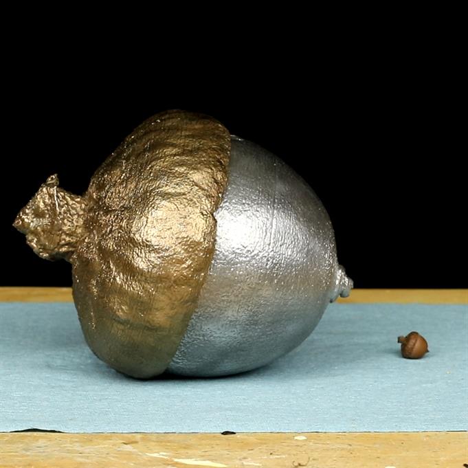 Bronze/Aluminum Water Oak Acorn Cast #132 - Comparison Picture.